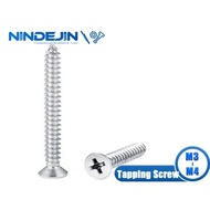 NINDEJIN 55pcs Cross Flat Head Self-tapping Screw  Countersunk Head Bolt M3 M3.5 M4 304 Stainless Steel Phillips Screw Furniture Screw