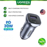 ORIGINAL Ugreen Car Charger PD 30W SCP22.5W Car Charger Dual Port Fast Charging 3.0