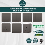[𝐒𝐈𝐑𝐈𝐌] Schneider Avataron Series Dark Grey Switches & Sockets Suis Lampu Murah Rumah Suiz Lampu Soc