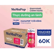 NƯỚC TRÁI CÂY SPARKLING MAMAPOP VỊ ỔI HỒNG (12 lon x 330ml) - NGON NHƯ MẸ LÀM