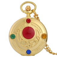 AIKEN Retro Anime Sailor Moon Women Lady Men Quartz Pocket Watch Necklace Chain