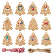 48pcs Kraft Paper Christmas Tree Decoration Tag Small Pendant Christmas Gift Decoration Santa Claus