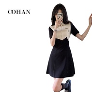 Cohan DR8048/DR920 Short Sleeve Dress Outfit Korea Mini Black Cream Color S/M/L/XL
