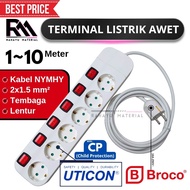 (Premium) Uticon ON/OFF CP switch socket + plug 3,4,5,6 holes + 2x1.5 nymhy cable 1,2,3,4,5,6,7,8,9,
