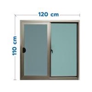 หน้าต่างบานเลื่อน อะลูมิเนียม WINTOP 120X110 ซม. สีแชมเปญ (1160246)