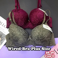 Wired Bra Plus Size 38-48 Bra Cup D Full Cup Floral Bralette Baju Dalam Wanita Berdawai