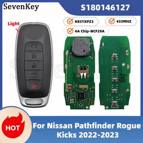 Seven S180146127 KR5TXPZ3 285E3-7LA7A 5 Buttons Keyless Smart Key Fob 433MHz 4A Chip For Nissan Rogu