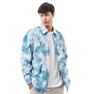 C by camel active Unisex Men/Women Long Sleeve Overshirt in Loose Fit with Tie Dyed in Light Blue Cotton Denim