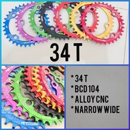 Chainring Narrow Wide 34T BCD 104 Alloy CNC Chain ring CrNk Deckas