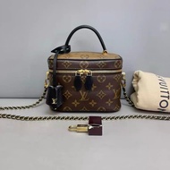 Louis Vuitton LV Vanity 老花拼色化妝包 小號