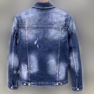 Genuine Daigou DSQUARED2 Men's Ripped Denim Jacket - Spring/Autumn Edition