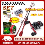 DAIWA Murah Joran Pancing Set Fishing Full Set Casting Set Reel bc Corbon Rod Casting Mesin Casting
