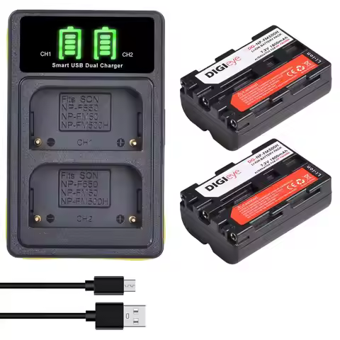 NP-FM500H NPFM500H NP FM500H Battery + LED Dual Charger for Sony Alpha a68, a77II, SLT-A57, A58, A10