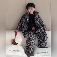 Baby boy fur (COAT + PANTS) leopard print S97 size 100-160, high quality children's set