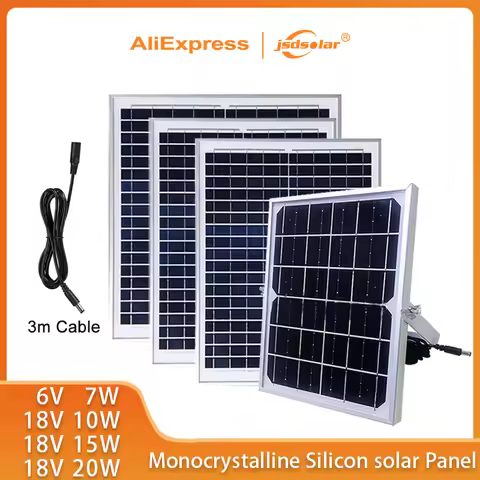 jsdsolar Monocrystalline Silicon Solar Panel 6V 7W 18V 10/15/20W Solar Cell Portable PV Panels With
