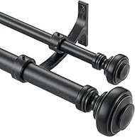 Mayrhyme Wood Double Curtain Rod for Windows 36 to 72 Inches (3 to 6 ft), Adjustable Heavy Duty Doub