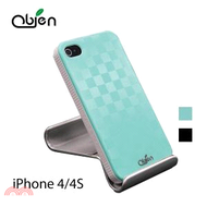 iPhone4/4S棋盤格背蓋式保護殼組 綠松石藍