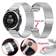 22mm 26mm Stainless Steel Magnetic Loop Band Easy Replace Quick Fit Strap For Garmin Fenix 7 7X Pro 6 6X 5 5X Plus 3 HR 2 Instinct 2 2X