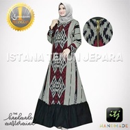 Gamis Batik Muslimah Tenun Blanket Troso Handmade Kombinasi