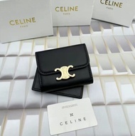 Compact Wallet with Coin Triomphre in Shiny Calfskin Black Celine  亮面小牛皮黑二合一凱旋門錢包銀包