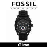 [Official Warranty] Fossil FS4487 Men's Machine Chronograph Black Silicone Watch