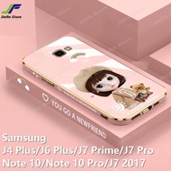JieFie น่ารักสาวกรณีโทรศัพท์สำหรับ Samsung Galaxy J7 Prime / J4 Plus / J6 Plus / J7 Pro / J7 2017 / Note 10 / Note 10 Pro / 10 Lite / 8 / 9 อัลตร้าซอฟท์บาง TPU หรูหราโครเมี่ยมสแควร์ปกโทรศัพท์