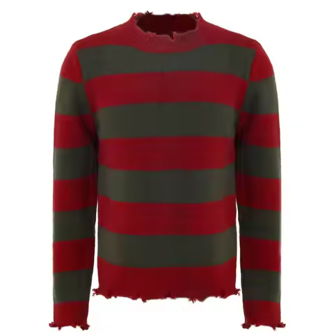 Freddy Krueger Sweater Halloween Cosplay Costume Adult Red Green Stripes Men‘s Outfits Gift Theme Pa