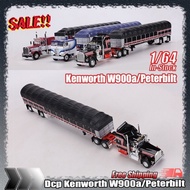 New Dcp 1:64 Kenworth W900a Peterbilt 352/389 Flatbed Trailer Simulation Alloy Miniature Diecast Car