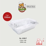 4438-P MyChef Dulang Aluminium dengan Penutup Plastik - 5 Keping/Paket / MyChef Aluminium Foil Tray 