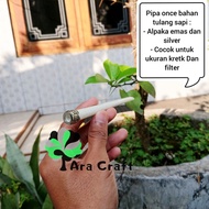 Once Cangklong Pipa Tulang Alpaka Ukir Bali/Jawa/Once Tulang Bukan GG