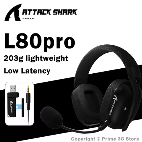 ATTACK SHARK L80PRO Low Latency Wireless Gaming Headset Tri-Mode Bluetooth Ultra-Light 40mm Drivers 