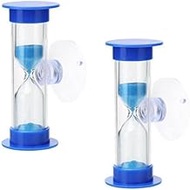 2 PCS Sand Timer for Kids,Blue Plastic Suction Cup Sandglass Hourglass Sand Clock,Blue Toothbrush Ti