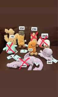 現貨 有牌 Jellycat 鎖匙扣/細公仔  花生鹿  章魚 茄汁豆 查理薯條 紫龍 棉花糖 薑 Chicky Cheeper 綠色小雞