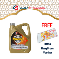 Caltex Havoline Fully Synthetic Engine Oil 5W-40 API SN (4 liters) - Passenger Car Engine Oil 5W40 WITH RM10 MARRY BROWN VOUCHER
