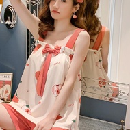 Bộ đồ ngủ hai dây có mút ngực cỡ lớn dành cho nữ đồ ngủ Váy ngủ pyjamas pijama nam nữ mùa hè đồ đôi