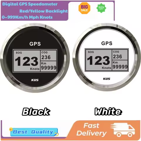 KUS Boat Auto Motor Home Universal 85mm Digital GPS Speedometers 12V/24V Cog 0-360 Sog 0-999Mph Km/H