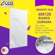 👍 GRANITE TILE COVE 60x120 BIANCO CARRARA PUTIH CORAK ABU / GRANIT