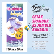 Banner Spanduk ES JOMBLO BAHAGIA 160 X 60 cm BISA DI EDIT