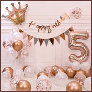 ∇ 45pcs Happy Birthday Balloon Set Number Crown Foil Balloons 18th 50th 60th Birthday Decoration