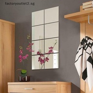 factoryoutlet2.sg 16 pcs DIY Mirror Tile Wall Mirror Mirror Film Self Adhesive Sticker Foil Hot