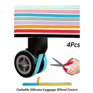 4PCS Luggage Wheel Covers, Luggage Wheels Protector Cover Silicone Trolley Case Silent Caster Sleeve