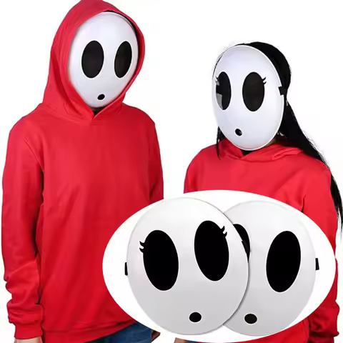 Game Bros Mario White Shy Guy Mask Full Face Anonymous Shy Guy Mask Cosplay Masquerade Mask for Kids
