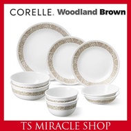 CORELLE KOREA Woodland Brown 9P Korean Type Basic Tableware Set for 2 Person Round Plate / Dinnerware / Rice bowl,Soup Bowl