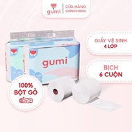 Gumi 4-layer toilet paper roll, pack of 6 rolls