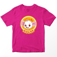 Cute Mouse Animal Print Kids T-Shirt, 1-10 Years Fuchsia Color