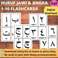 Printables Huruf Jawi Hijaiyah Arabic &amp; Number Flashcard softcopy pdf file