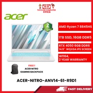 ACER-NITRO-ANV14-61-R9D1-WHITE-AMDRYZEN7-8845HS,16GBR5,1TBSSD,RTX40506R6,14"IPS,W1164,2YRS