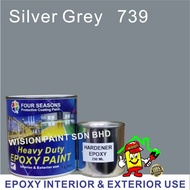 silver grey 739 1L ( 1 Liter ) Four Seasons / New Epoxy Floor Paint / Heavy Duty Coating - new mici epoxy Finishes