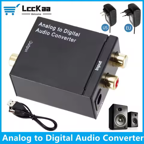 ADC Analog to Digital Audio Converter Analog to Optical Fiber Coaxial Signal ADC Spdif Stereo 3.5MM 