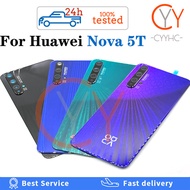 ฝาครอบหลังกระจกแบตเตอรี่ตัวเรือนฝาหลังปิดโทรศัพท์ด้านหลังสำหรับ Huawei Nova 5T อะไหล่เปลี่ยนเคสประตูด้านหลัง